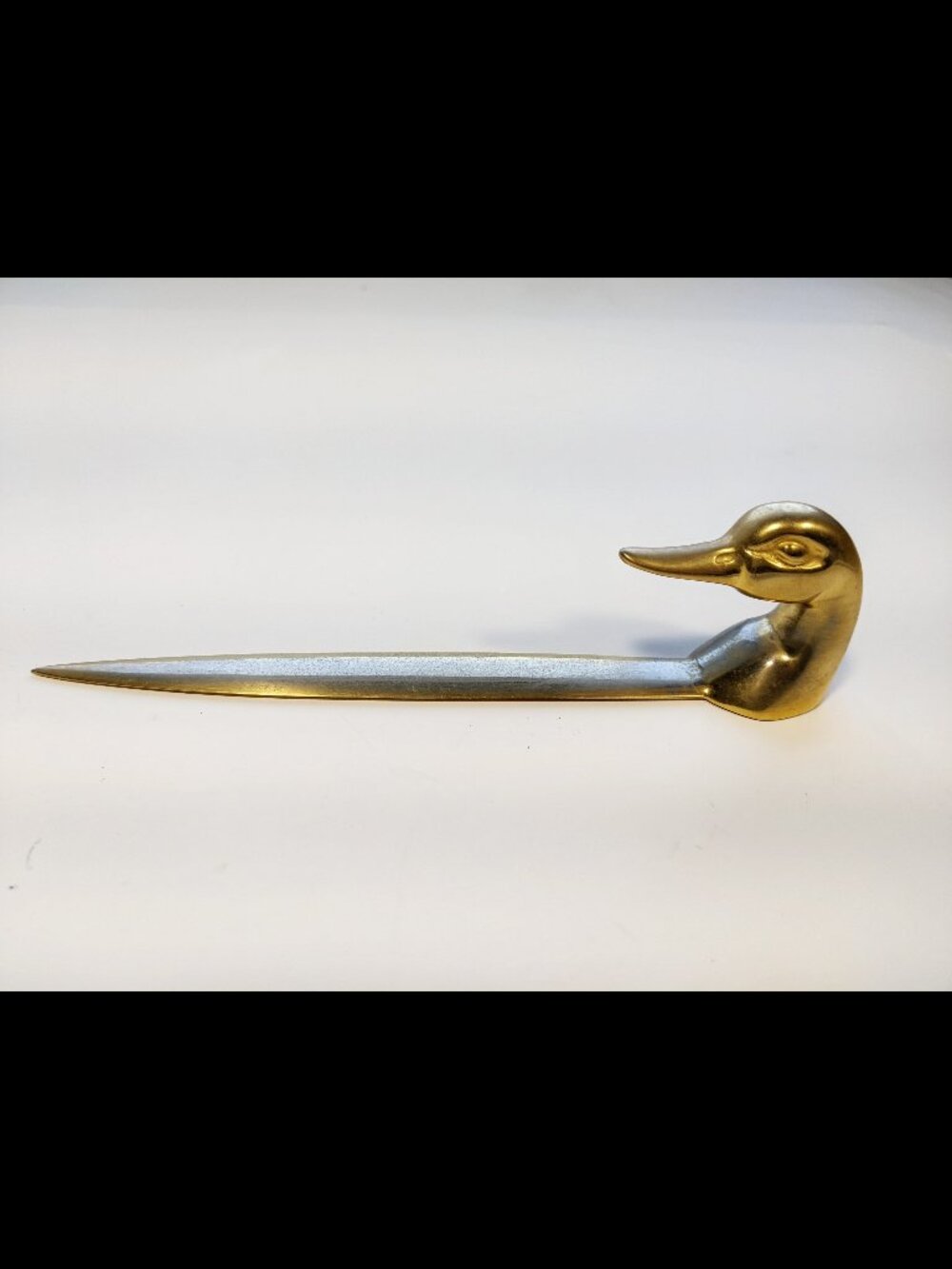 Vintage Solid Brass Duck Head Letter Opener collectible 7 Inches long